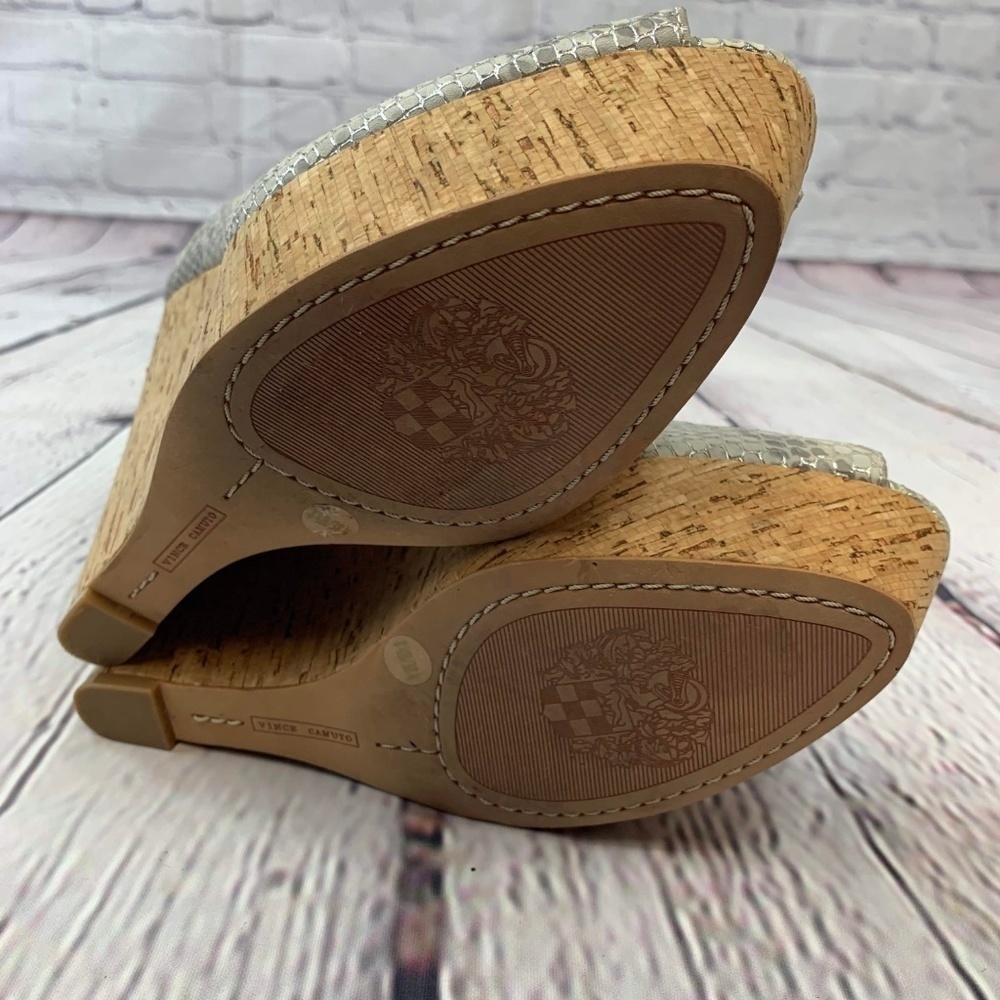 Vince Camuto Snake Skin Cork Wedges - Picture 7 of 7